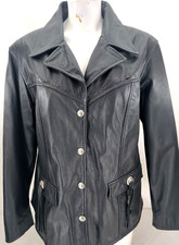 Harley Davidson Pebbled Leather Lined Full Snap Tassel Jacket Coat Women's XL