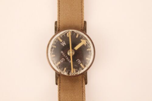 VINTAGE WW2 MILITARY WRIST COMPASS WALTHAM - Picture 1 of 11