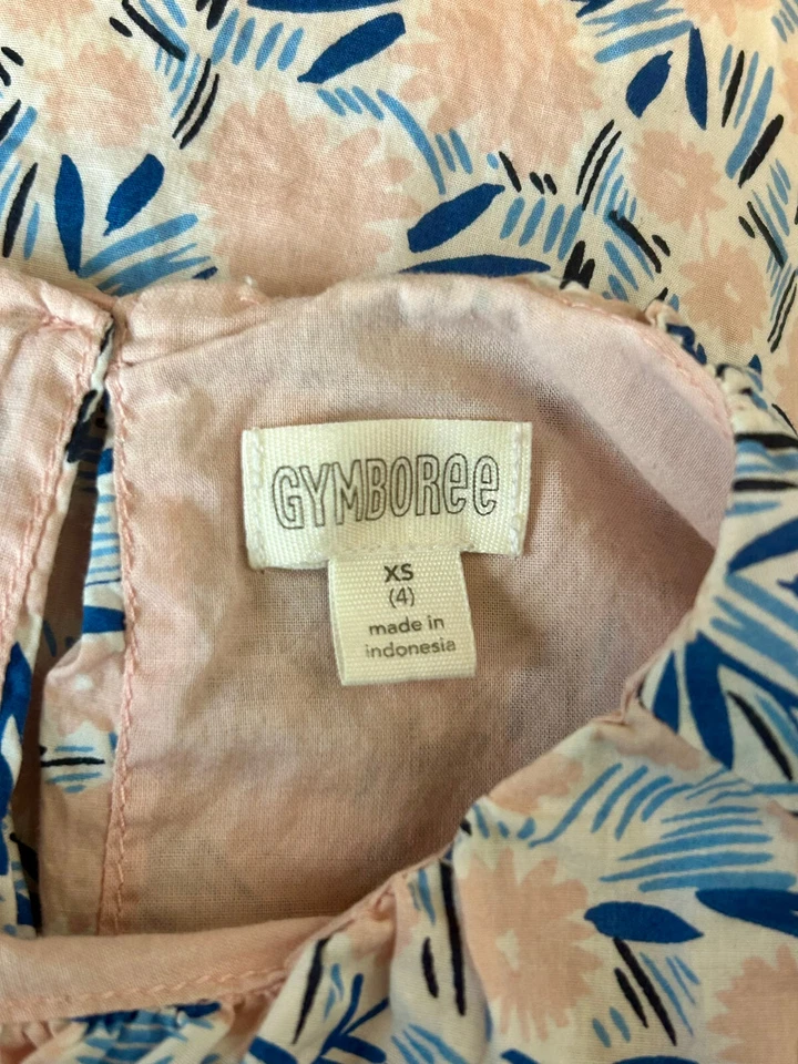Girls Gymboree Pink Floral Top Size XS (4) - Image 4 of 4