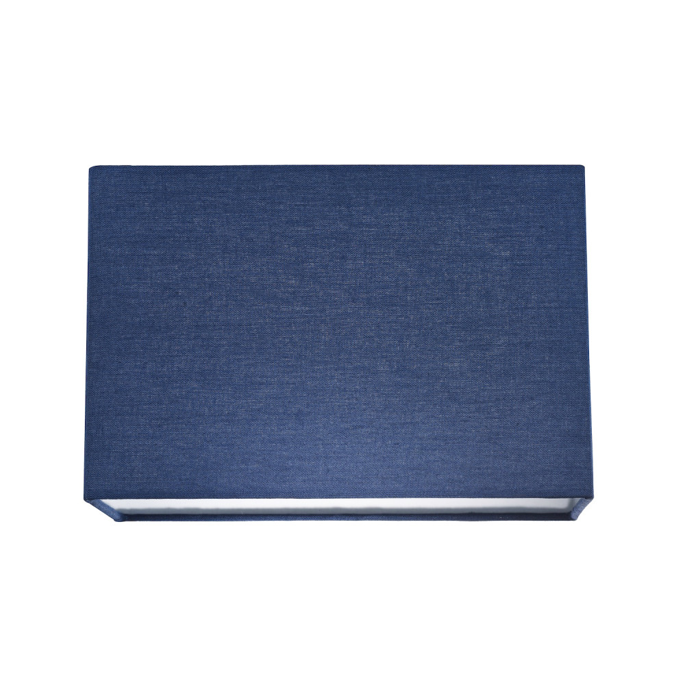 Contemporary and Stylish Navy Midnight Blue Linen Fabric Rectangular Lamp Sha...