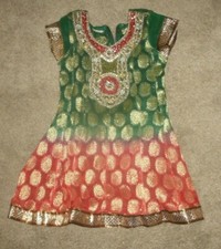 LOVELY BEADED DRESS FROM INDIA '  ' FITS 7-8 YEARS OLD ' SIZE 26-FREE SHIP