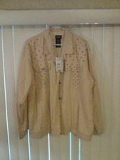 Nwt Outbrook Xlarge Yellow Studded Silk Jacket Custard Lined