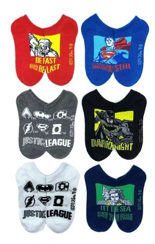 Justice League Boys No Show Graphic Socks, 6-Pack, Size L( Shoe Size 3-9)New - Picture 9 of 11