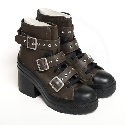 Converse Chuck 70 De Luxe Heel Women's Sz 7 Leather & Buckles Platform Boots NIB