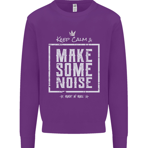 Rock n Roll Keep Calm & Make Some Noise Kids Sweatshirt Jumper - Picture 19 of 92