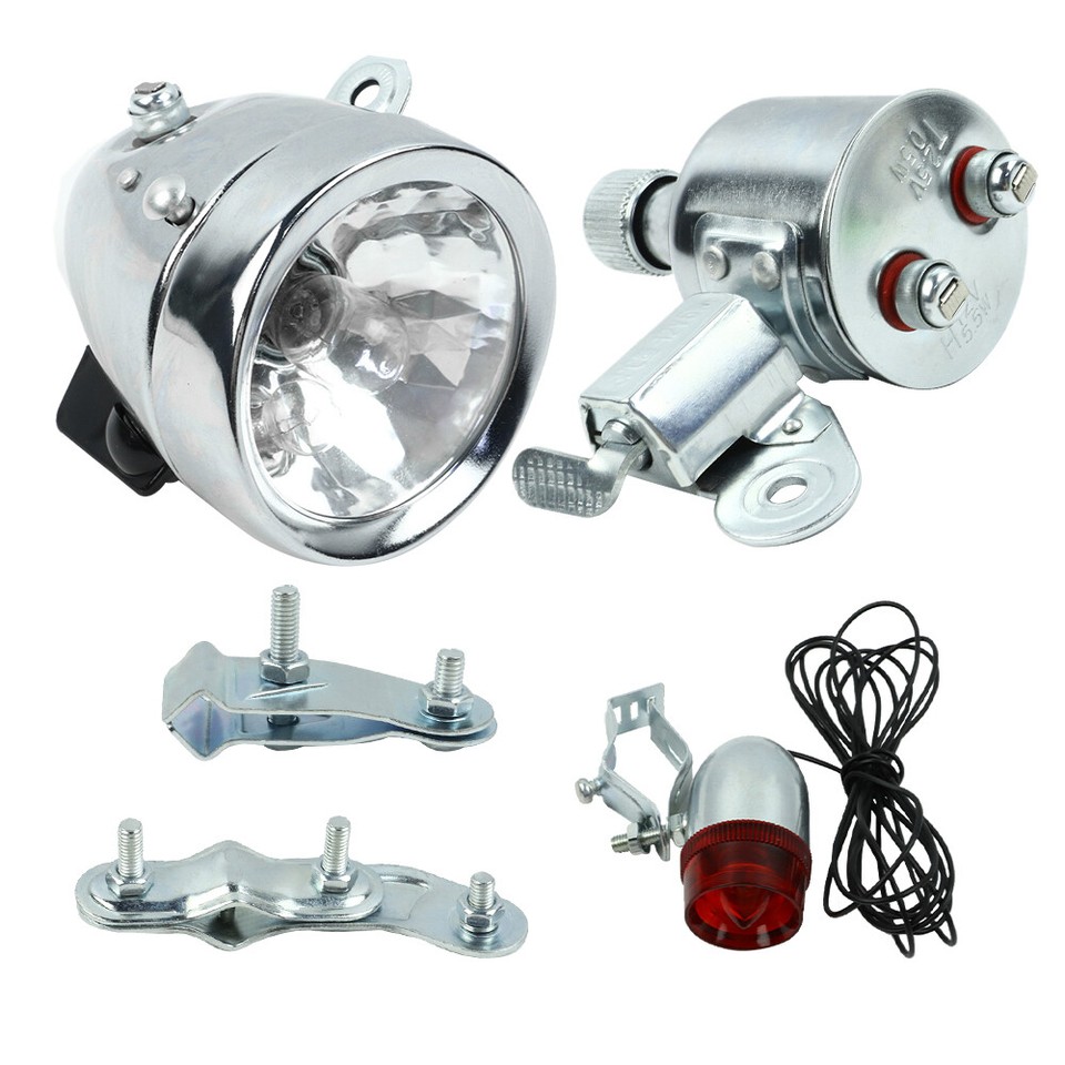 12V 6W Motorized Bicycle Friction Generator Headlight Tail Light Kit eBay
