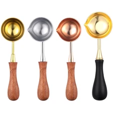 4 Pieces Wax Seal Spoon Wax Sealing Stamp Melting Spoon Big Wooden Handle Sealin