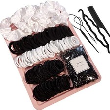 755PCS Hair Accessories for Woman Set Seamless Ponytail 755PCS  Black White  