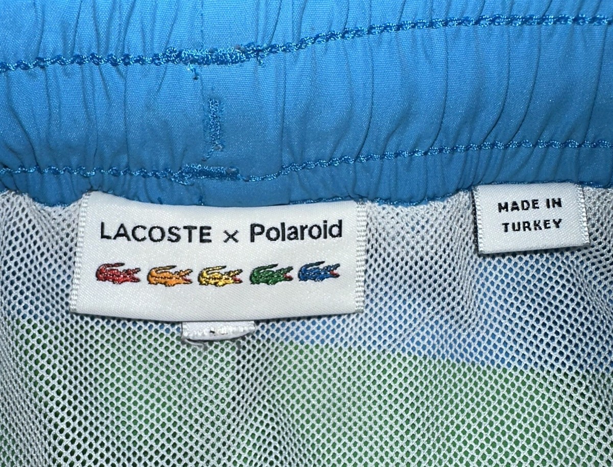 Lacoste Kids x Polaroid Rainbow-Stripe Shorts Size 14 MJ2309 RARE