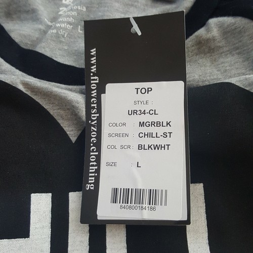 New Girls Large T-Shirt Long Sleeves Grey/Black w/ White "Chill" in Black Heart - Picture 8 of 9