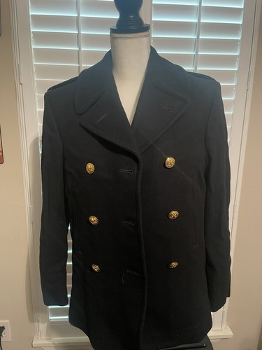 Abrigo corto negro Flying Cross United States Naval Academy lana guisante talla 10 - Imagen 2 de 9