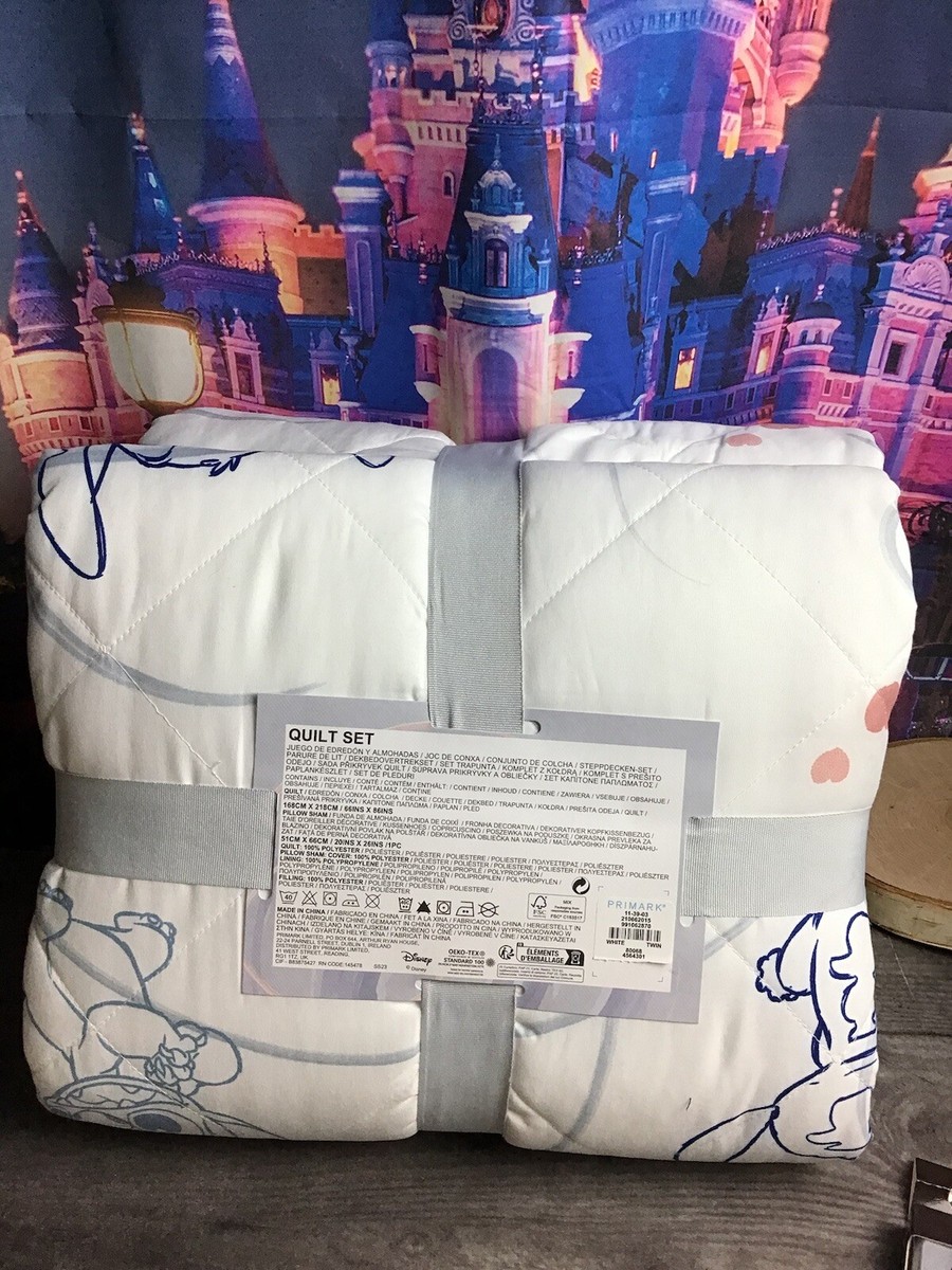 Disney Primark Stitch Twin Quilt W/ Pillow Sham -new