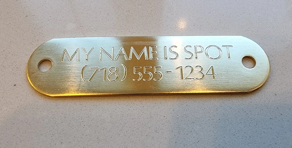 ID de etiqueta para rebite de latão para nome de coleira de cachorro placa gravada. - Imagem 2 de 2
