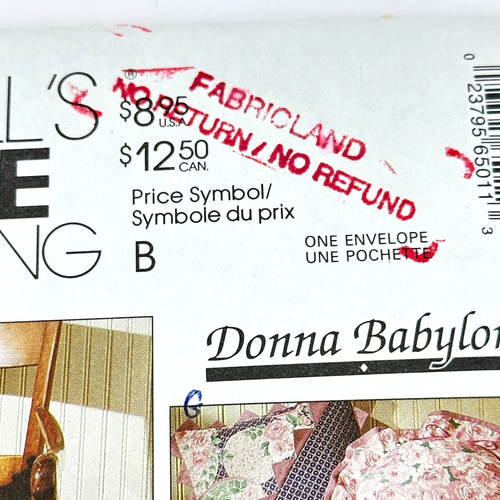 McCalls Home Decorating 6501 Pillow Talk Donna Babylon Cut Pattern Instructions - Picture 3 of 9