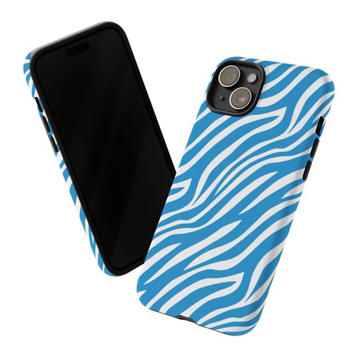 Light Blue Zebra Print Phone Case, for iPhone, Samsung Galaxy, Google Pixel - 第 50/243 張圖片