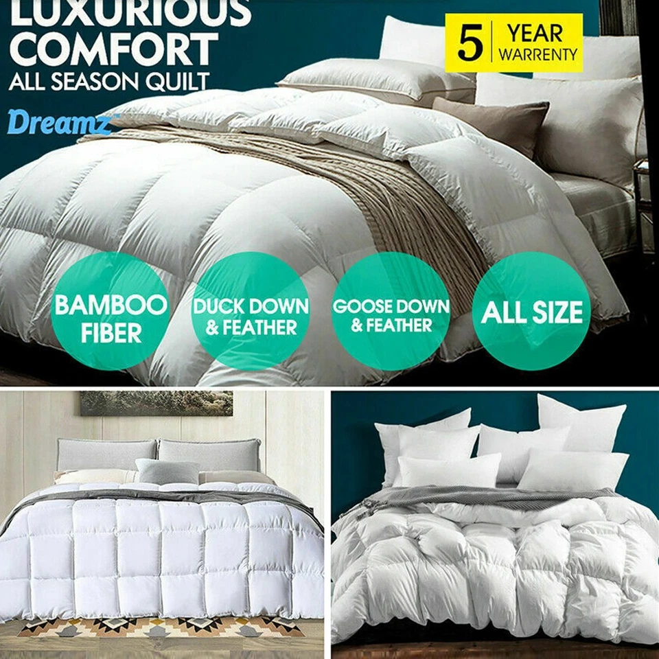 Dreamz 500GSM All Season Goose Down Feather Filling Duvet in Single Size