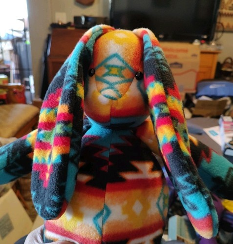 Indianer (Zuni) handgefertigt Pendleton Muster Fleece Stofftier Hase Kaninchen - Bild 2 von 5