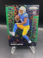 2025 Panini Prizm - Fireworks Omarion Hampton #17 Green Wave Prizm (RC)