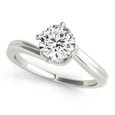1.30 Ct Round Cut Real Moissanite beautiful Wedding Ring 14K White Gold Size 6