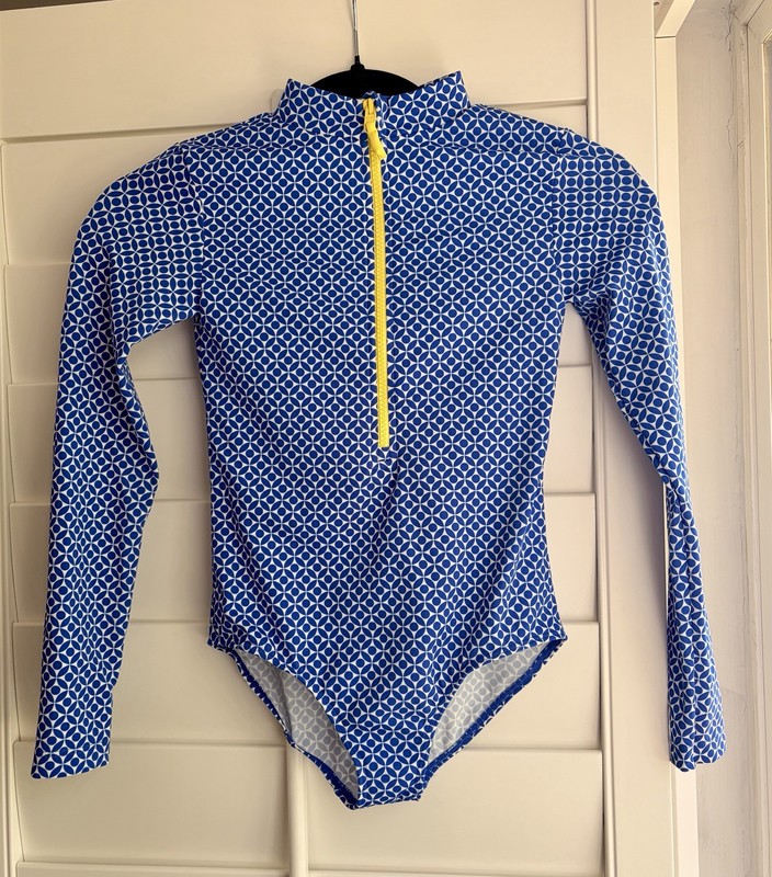 Boden Girls UV-Protection Long Sleeve One Piece Swimsuit Geometric 9-10Y