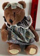Collectible Soft plush teddy bear vintage wearing dress
