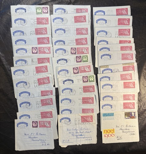 (36) Vintage 60’s Written Letters Envelopes Air Mail London Chelsea Pennsylvania