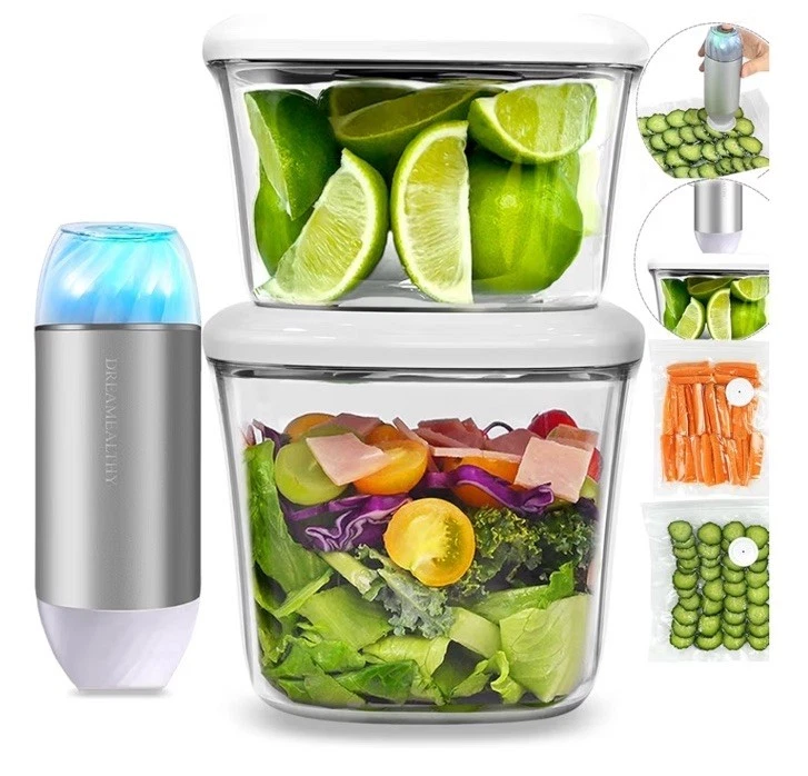 Auto Vacuum Seal Containers 1L+1.5L with Compact Handheld Vacuum Sealer, 2 Va...