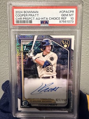 2024 1st Bowman Auto Cooper Pratt, /150 Gem Mint! Just Called Up!