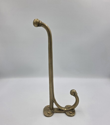 #ad VTG Heavy Duty Brass Double Hook Wall Mount W Hardware Heavy Gold MCM $29.99