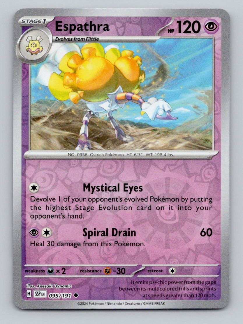 Espathra 095/191 Uncommon Surging Sparks Pokemon Reverse Holo Near Mint