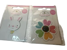 Doodlebug Design Cardstock Stickers Set Of 2 Rabbit Flower
