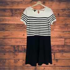 Talbots Striped Black Sweater Dress Size X 14W-16W