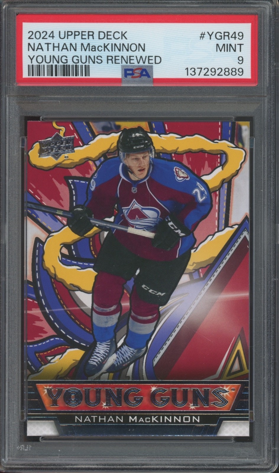 2024 Upper Deck Young Guns Renewed #YGR49 Nathan MacKinnon Mint PSA 9 view 1