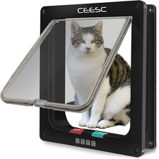 CEESC Extra Large Cat Door Outer Size 11" X 9.8" , 4 Way Locking Large Cat Door
