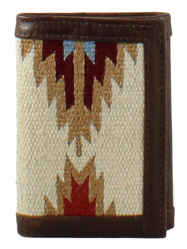 Nocona Western Mens Wallet Trifold Leather Aztec Rug Fabric 