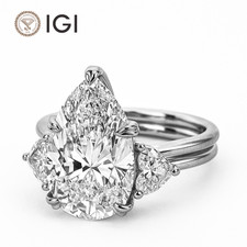 IGI 2.50 CT D VS2 Pear Cut Lab Grown Diamond Engagement Ring Platinum 900