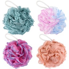 BTYMS 75g/pc Bath Loofah 4 Count Pack of 1 , Magenta blue-violet pink cyan