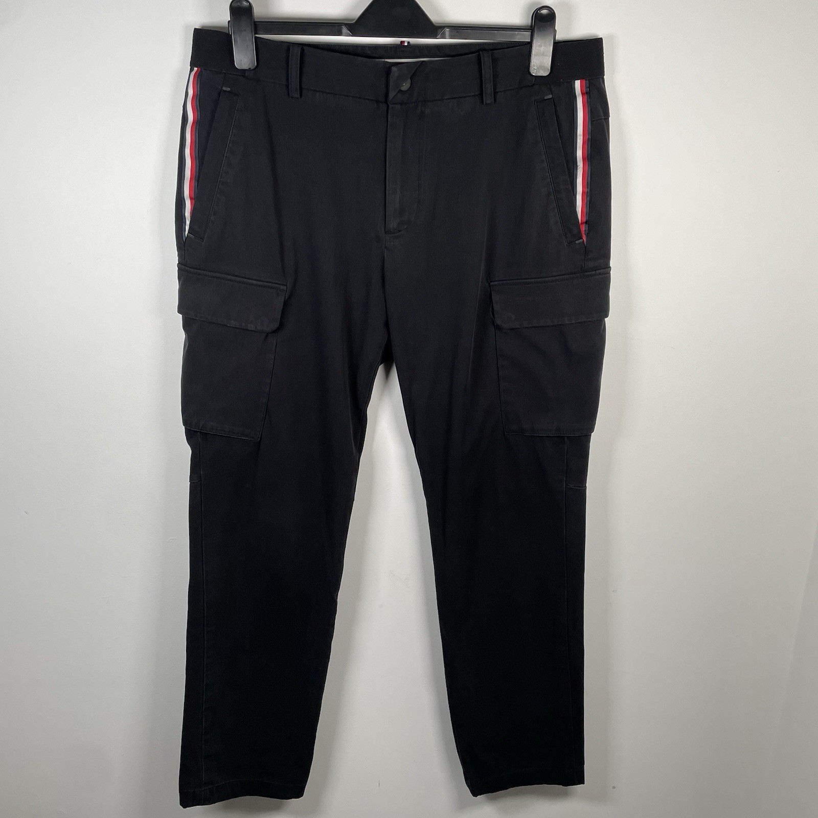 Tommy Hilfiger Men's Black Cargo Trousers W36 L32 Comfort Fit Zip Button Fly