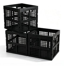 3 Packs 16 L Plastic Square Collapsible Milk Crate, Foldable Plastic Storage ...