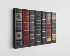 Motivational Bookshelf Canvas Art Hustle Grind Focus Print Wall Decor