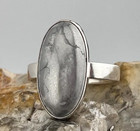 Silvery Stone Cabochon Sterling Silver Ring size 6 1/2 US