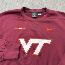 Virginia Tech Hokies Nike Sweatshirt Men M Maroon Red Crew Neck Fleece Pullover