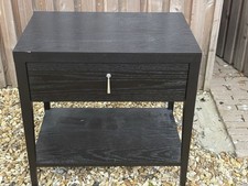Wood Bedside Table with Drawer and Open Shelf Storage Cabinet Bedroom Black
