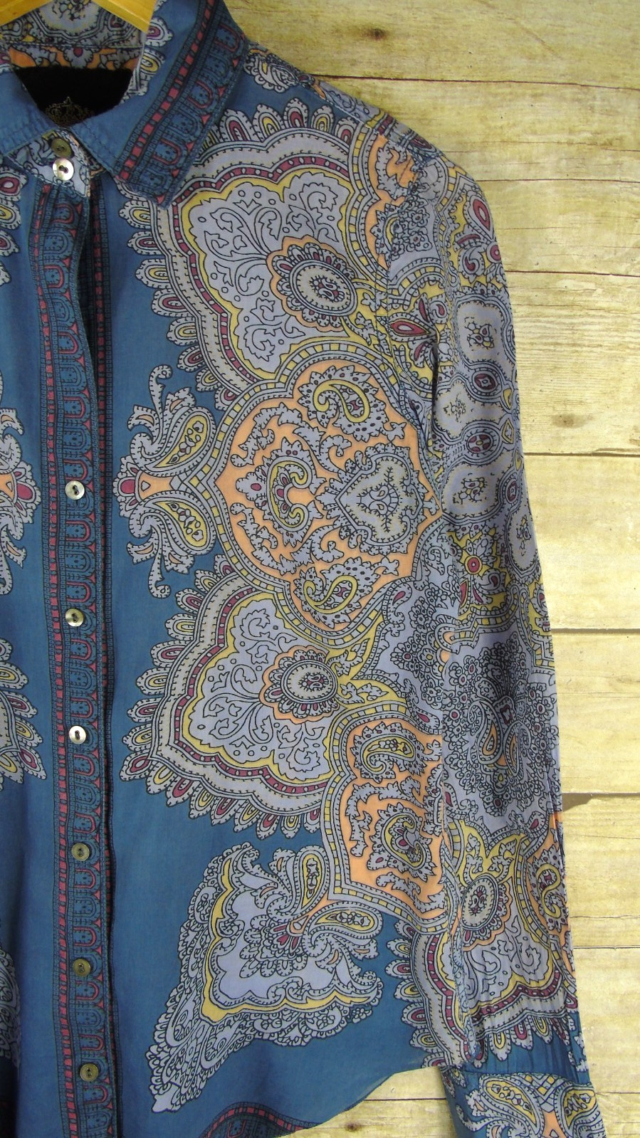 Cino Extra Small Paisley Patterned Button Front B… - image 6