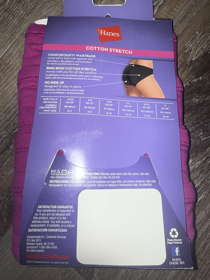 Hanes ~ 4 пары женщин бикини нижнее белье трусики хлопковая смесь эластичной пурпурный 3XL - Изображение 3 из 3