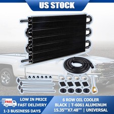 6 Row Transmission Oil Cooler Universal T-6061 Aluminum Kit With Mounting Parts