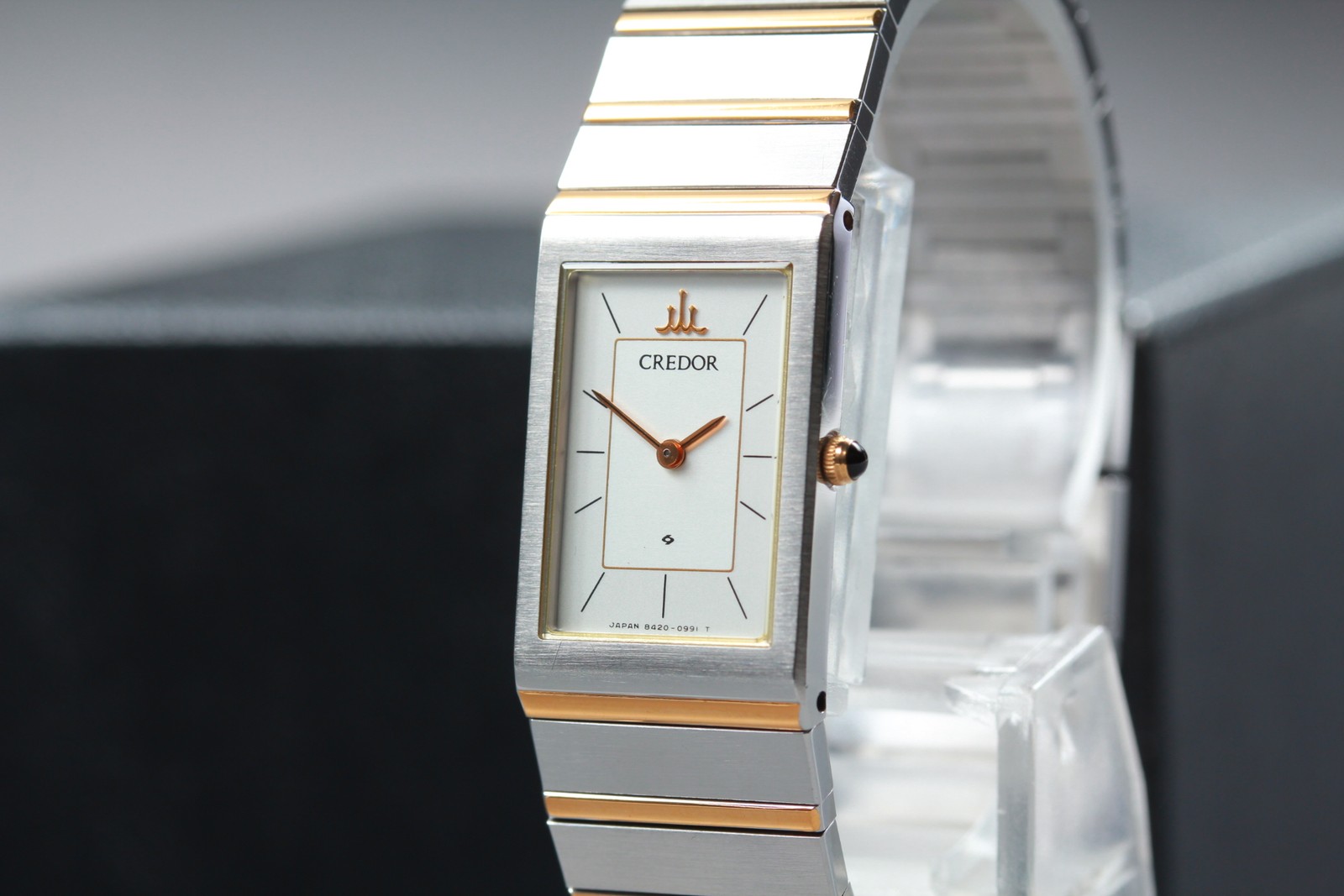 Vintage 1994 [N MINT] SEIKO CREDOR 8420-6410 22K SGP Tank Quartz Women's Watch