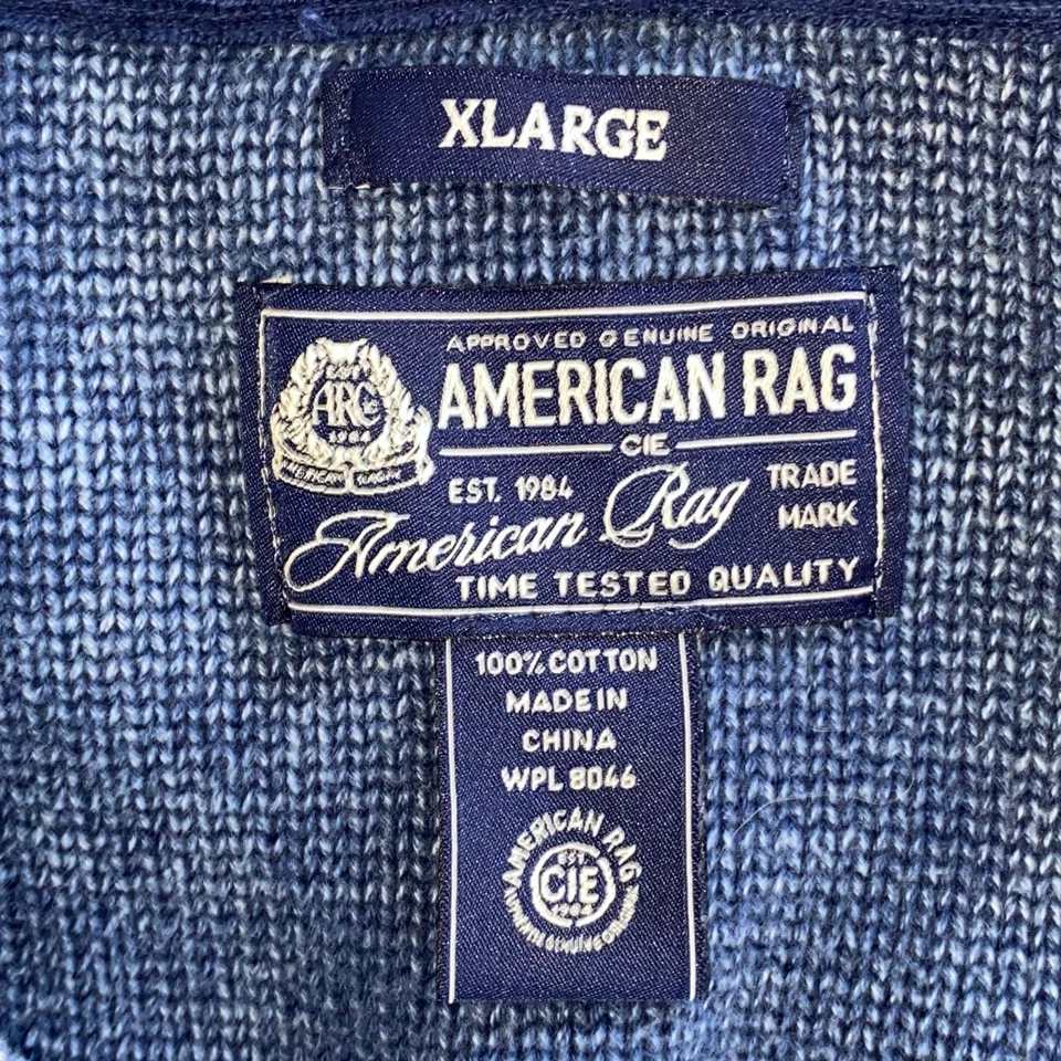 Suéter American Rag Para Hombres Talla XL Azul Gris Chal Cuello Cárdigan Abotonado Foto 3 de 4