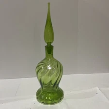 1968 BLENKO JOEL MYERS DECANTER #6811 WITH TEAR DROP STOPPER OLIVE