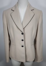 Tahari Arthur S Levine Petite Women's Blazer Lined Button Up Beige Size 6P
